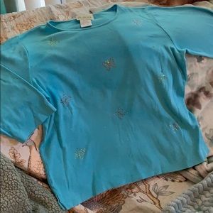 Quacker Factory Cotton T-shirt with butterfly’s